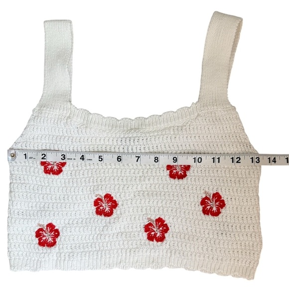 Wild Fable Crochet Knit Set White Hibiscus Skirt (M) & Crop Top (S) 100% Cotton - Picture 9 of 13
